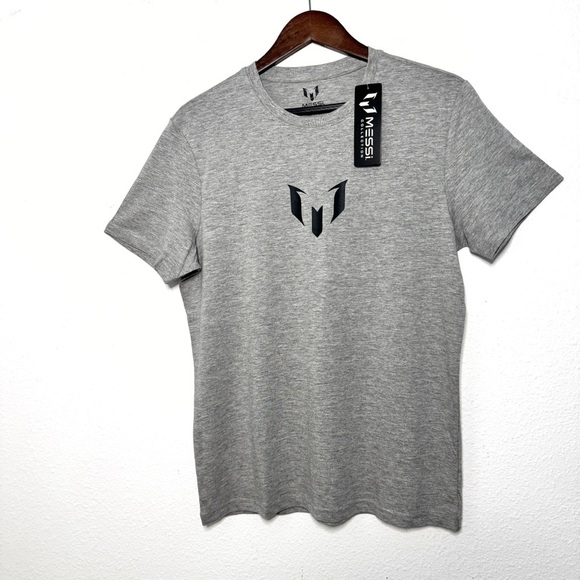 Messi authentic big logo soccer player gray Tshirt size M NWT - Picture 2 of 8
